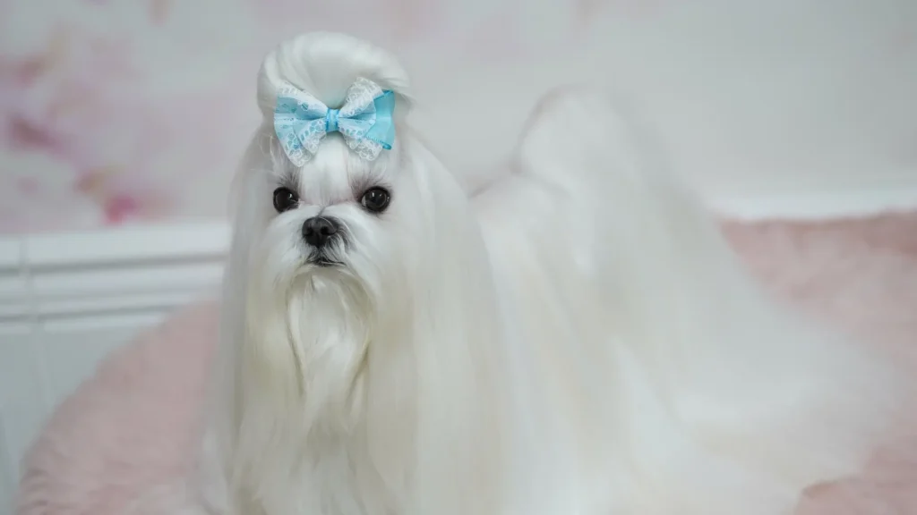 Maltese dog with long hair